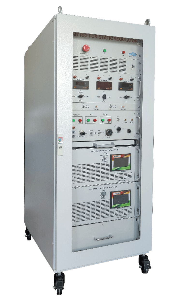 MQS static regulator test rig cabinet with instrumentation, meters and control panel